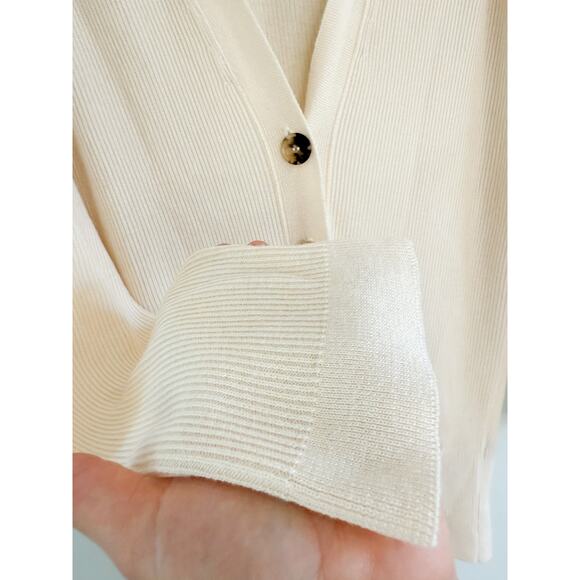 Jenni Kayne | Silk Cashmere Blend Cream Long Cardigan | Sz M - Picture 3 of 9